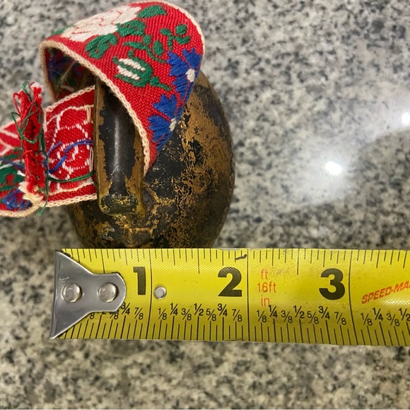 Embroidered Tapestry Cow Bells (2) Vtg Floral Wall Hanging Farmhouse Cottagecore - Picture 14 of 16